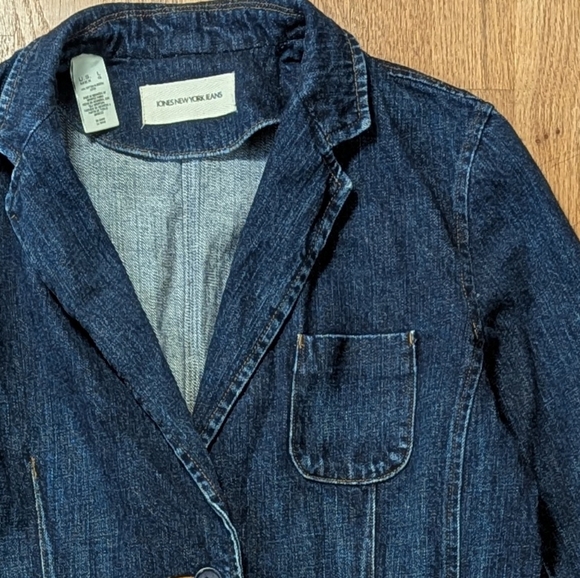 Jones New York Jeans Denim Structured Blazer Jacket | Size Large - Picture 5 of 7